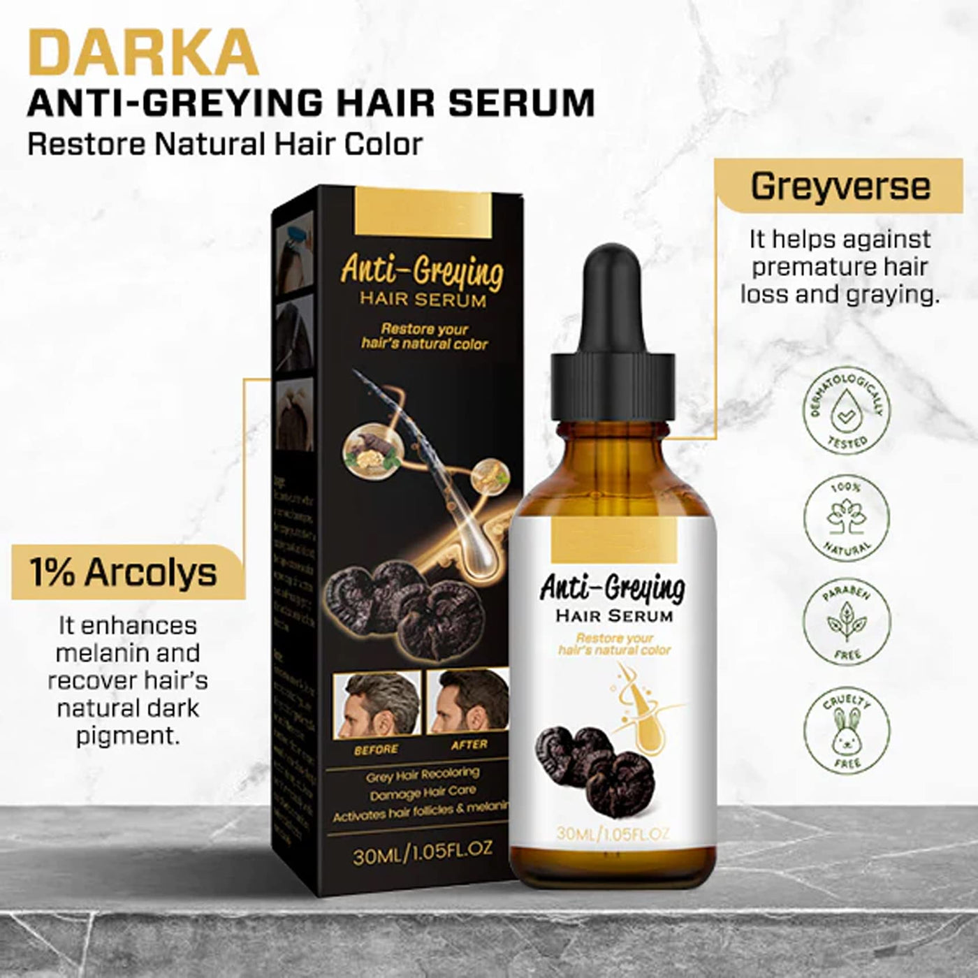 ANTI-GREYING SERUM" BLACK HAIR OIL